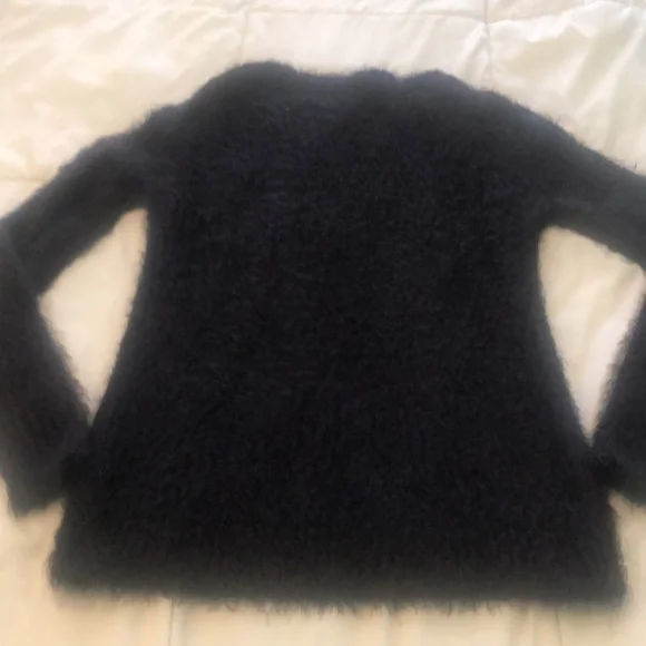 Express eyelash long sleeve sweater dark maroon purple and black high low front - Picture 8 of 9